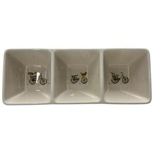 Rae Dunn Artisan Bicycle-Themed Divided Stoneware Dish